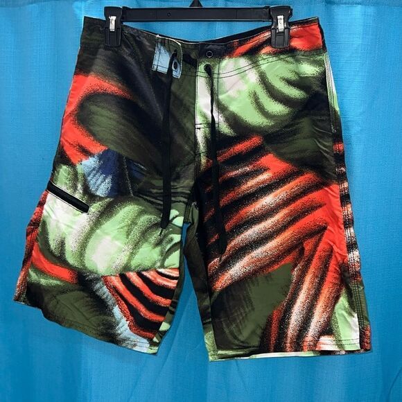 Retro design swim shorts green blue orange - Picture 1 of 5